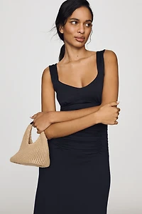 Maeve Square-Neck Ruched Knit Midi Dress