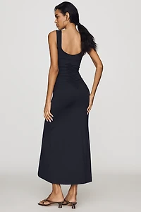 Maeve Square-Neck Ruched Knit Midi Dress