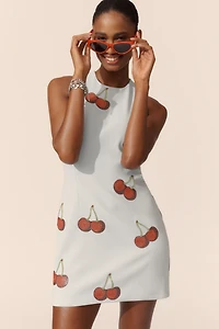 Helsi Zuri Sleeveless Rhinestone Cherries Sheath Mini Dress