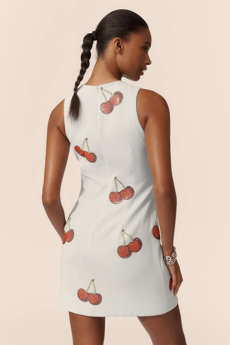 Helsi Zuri Sleeveless Rhinestone Cherries Sheath Mini Dress