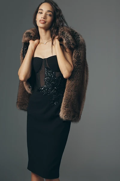 Helsi Stella 3D Floral Strapless Bustier Midi Dress