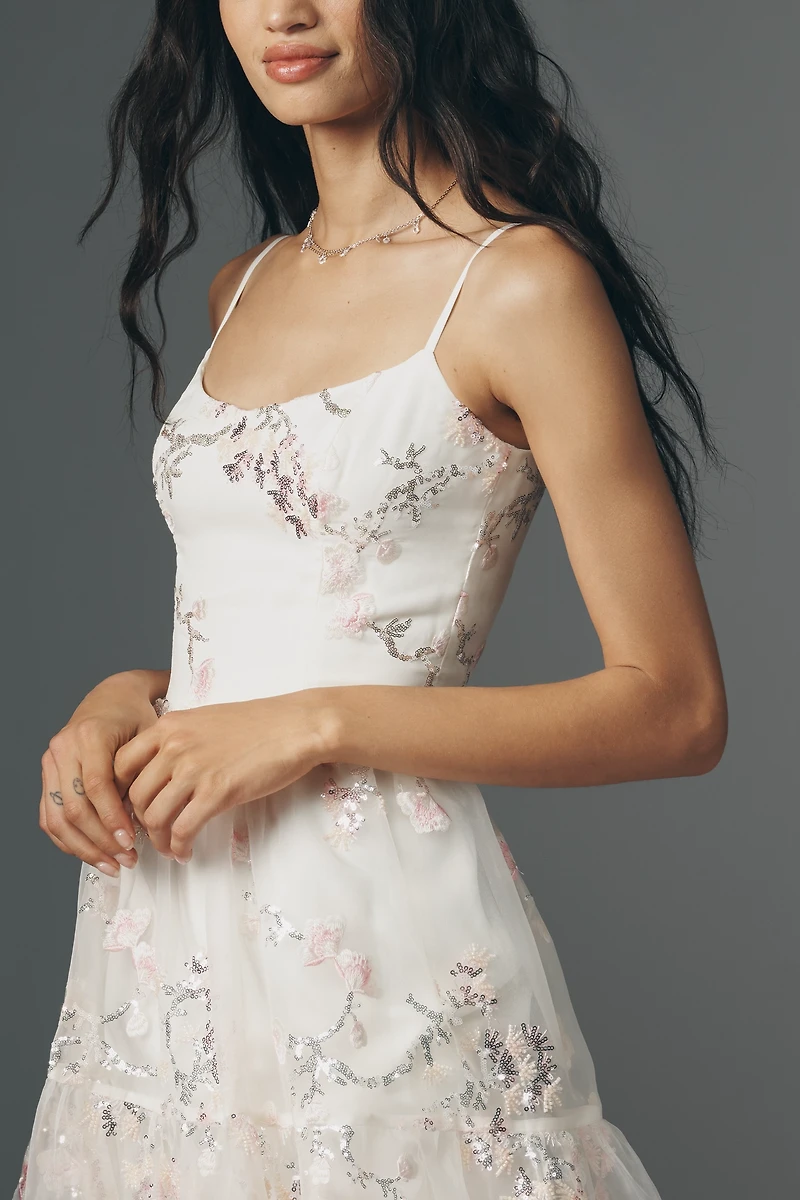 Helsi Adela Embroidered Mesh A-Line Midi Dress