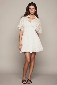 The Tobie Eyelet Mini Shirt Dress by Exquise