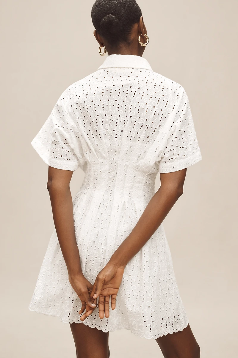 The Tobie Eyelet Mini Shirt Dress by Exquise