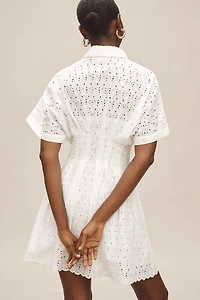 The Tobie Eyelet Mini Shirt Dress by Exquise