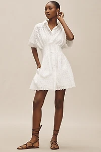 The Tobie Eyelet Mini Shirt Dress by Exquise