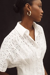 The Tobie Eyelet Mini Shirt Dress by Exquise