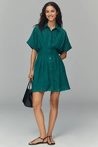 The Tobie Eyelet Mini Shirt Dress by Exquise
