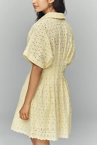 The Tobie Eyelet Mini Shirt Dress by Exquise