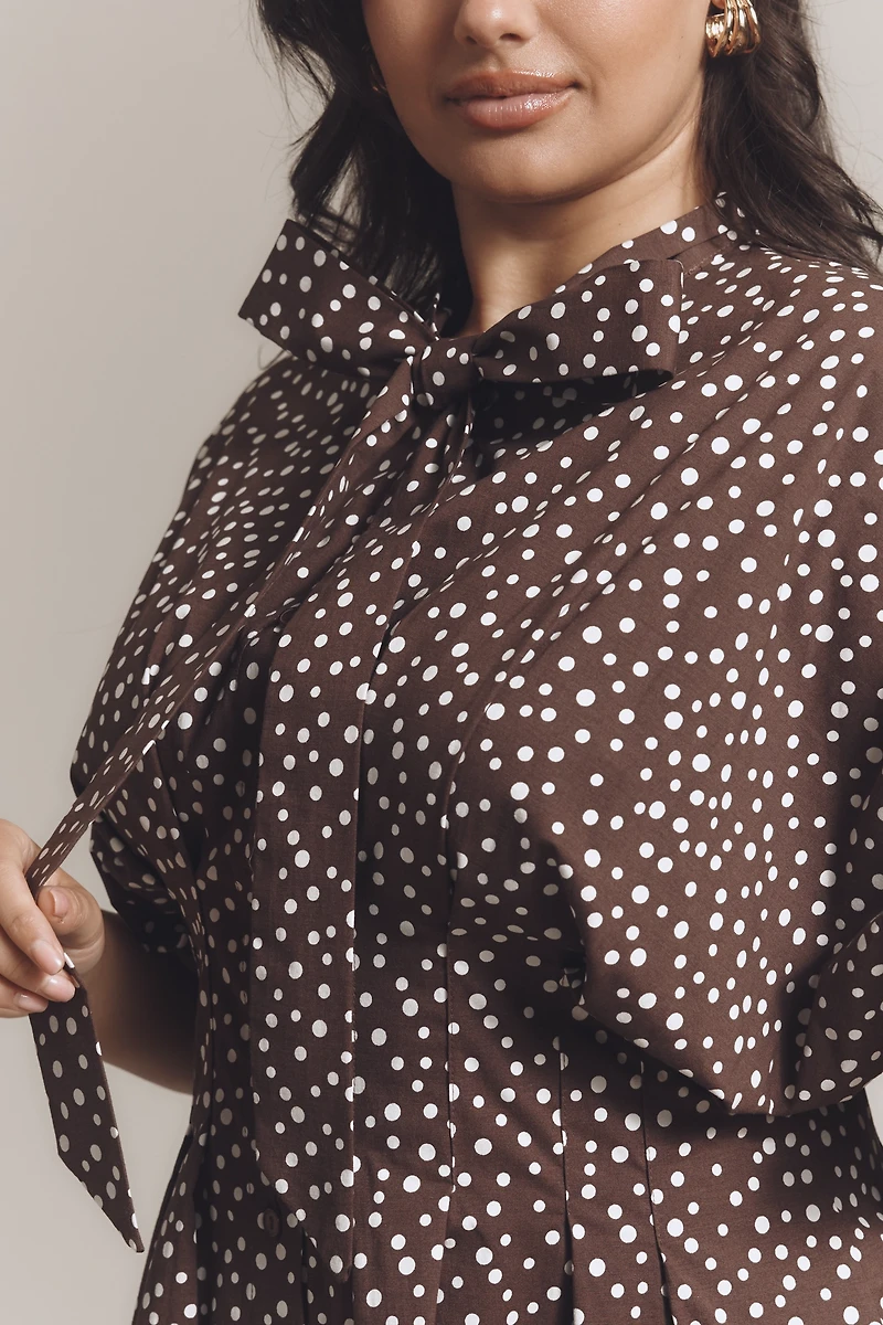 The Tobie Tie-Neck Shirt Dress by Exquise