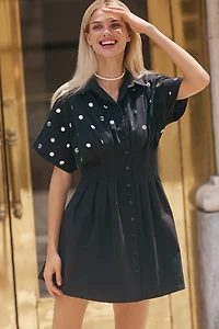 The Tobie Studded Mini Shirt Dress by Exquise