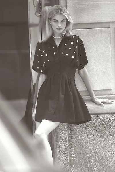 The Tobie Studded Mini Shirt Dress by Exquise