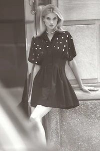The Tobie Studded Mini Shirt Dress by Exquise