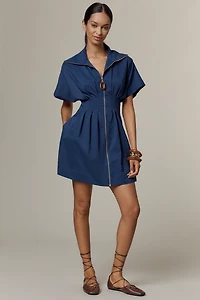 The Tobie Zip-Front Mini Shirt Dress by Exquise