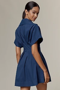The Tobie Zip-Front Mini Shirt Dress by Exquise