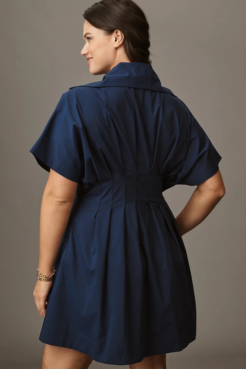 The Tobie Zip-Front Mini Shirt Dress by Exquise