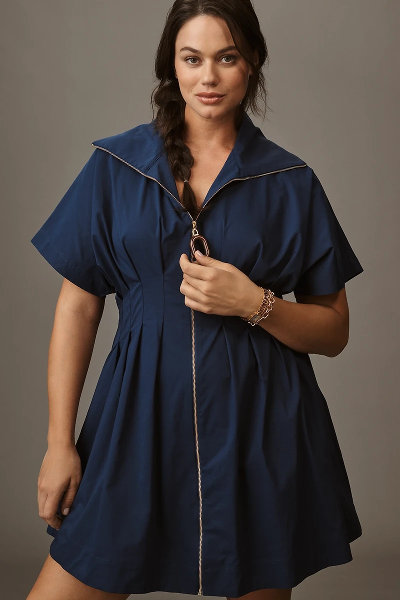 The Tobie Zip-Front Mini Shirt Dress by Exquise