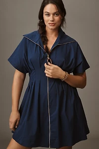 The Tobie Zip-Front Mini Shirt Dress by Exquise