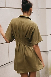 Tobie Faux-Suede Mini Shirt Dress by Exquise