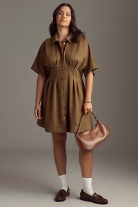 Tobie Faux-Suede Mini Shirt Dress by Exquise