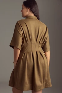 Tobie Faux-Suede Mini Shirt Dress by Exquise