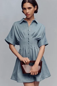 The Tobie Faux-Suede Mini Shirt Dress by Exquise