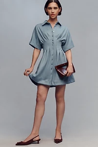 The Tobie Faux-Suede Mini Shirt Dress by Exquise