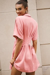 The Tobie Faux-Suede Mini Shirt Dress by Exquise