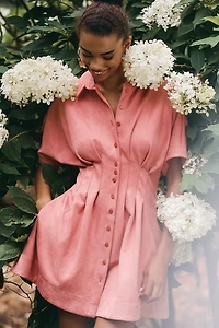 The Tobie Faux-Suede Mini Shirt Dress by Exquise