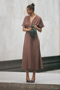 The Tobie Suede Shirt Dress by Exquise