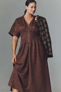 The Tobie Faux-Suede Shirt Dress by Exquise
