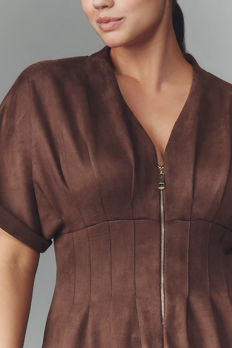 The Tobie Faux-Suede Shirt Dress by Exquise