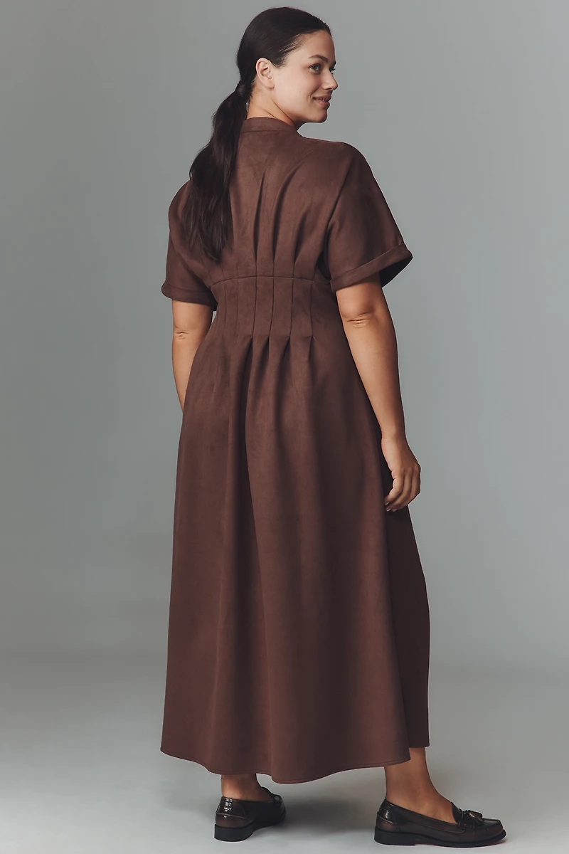 The Tobie Faux-Suede Shirt Dress by Exquise