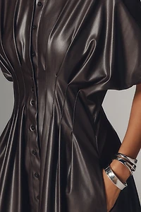 The Tobie Faux-Leather Mini Shirt Dress by Exquise