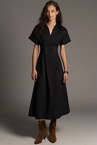The Tobie Tie-Waist Shirt Dress by Exquise