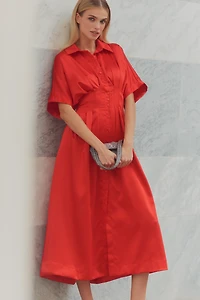The Tobie Satin Shirt Dress by Exquise