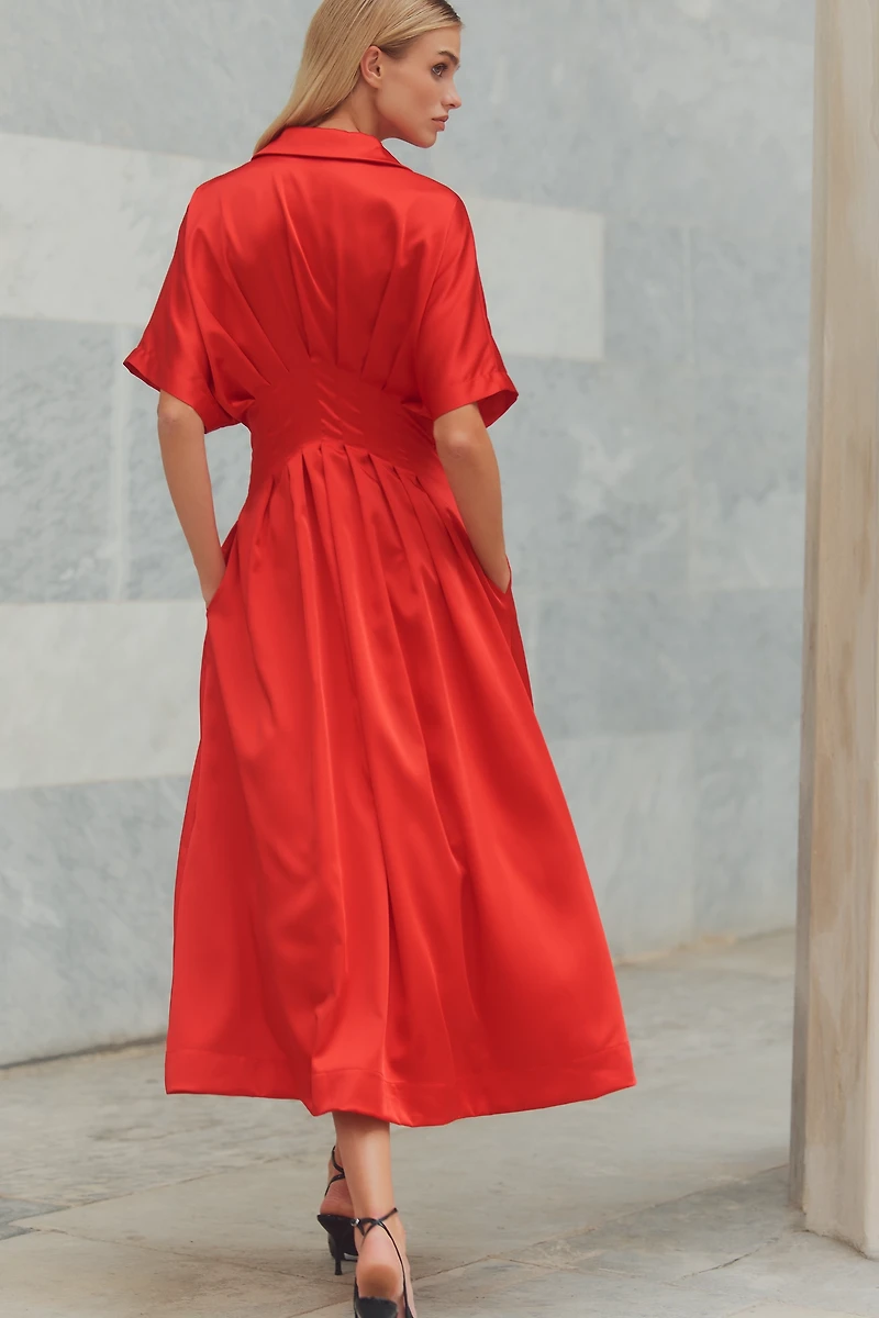 The Tobie Satin Shirt Dress by Exquise