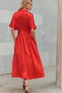 The Tobie Satin Shirt Dress by Exquise