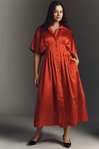 The Tobie Satin Shirt Dress by Exquise