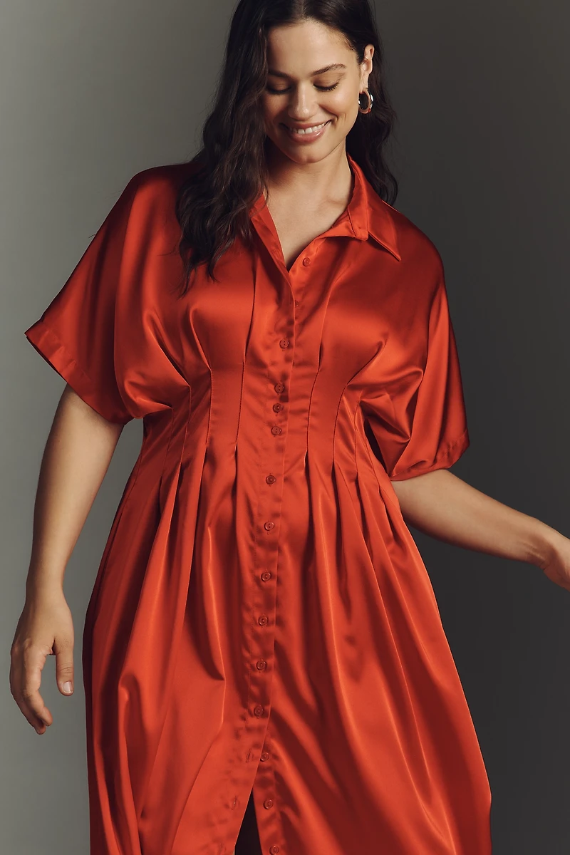 The Tobie Satin Shirt Dress by Exquise