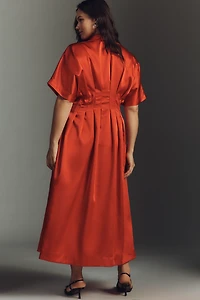 The Tobie Satin Shirt Dress by Exquise