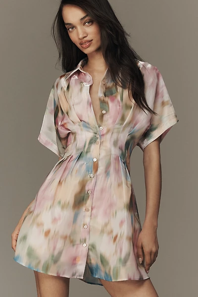 The Tobie Organza Mini Shirt Dress by Exquise
