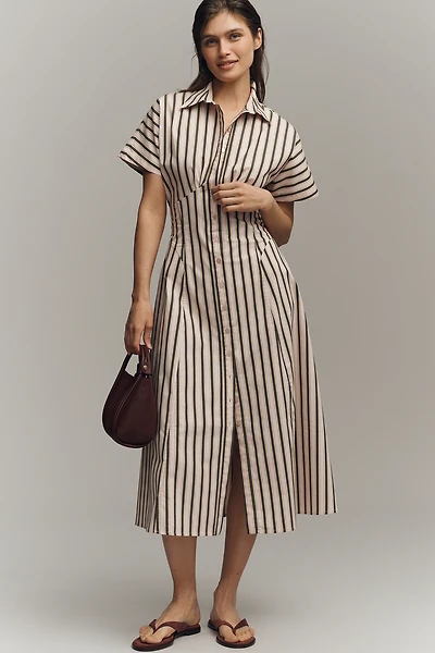 Exquise Raina Short-Sleeve Midi Shirt Dress
