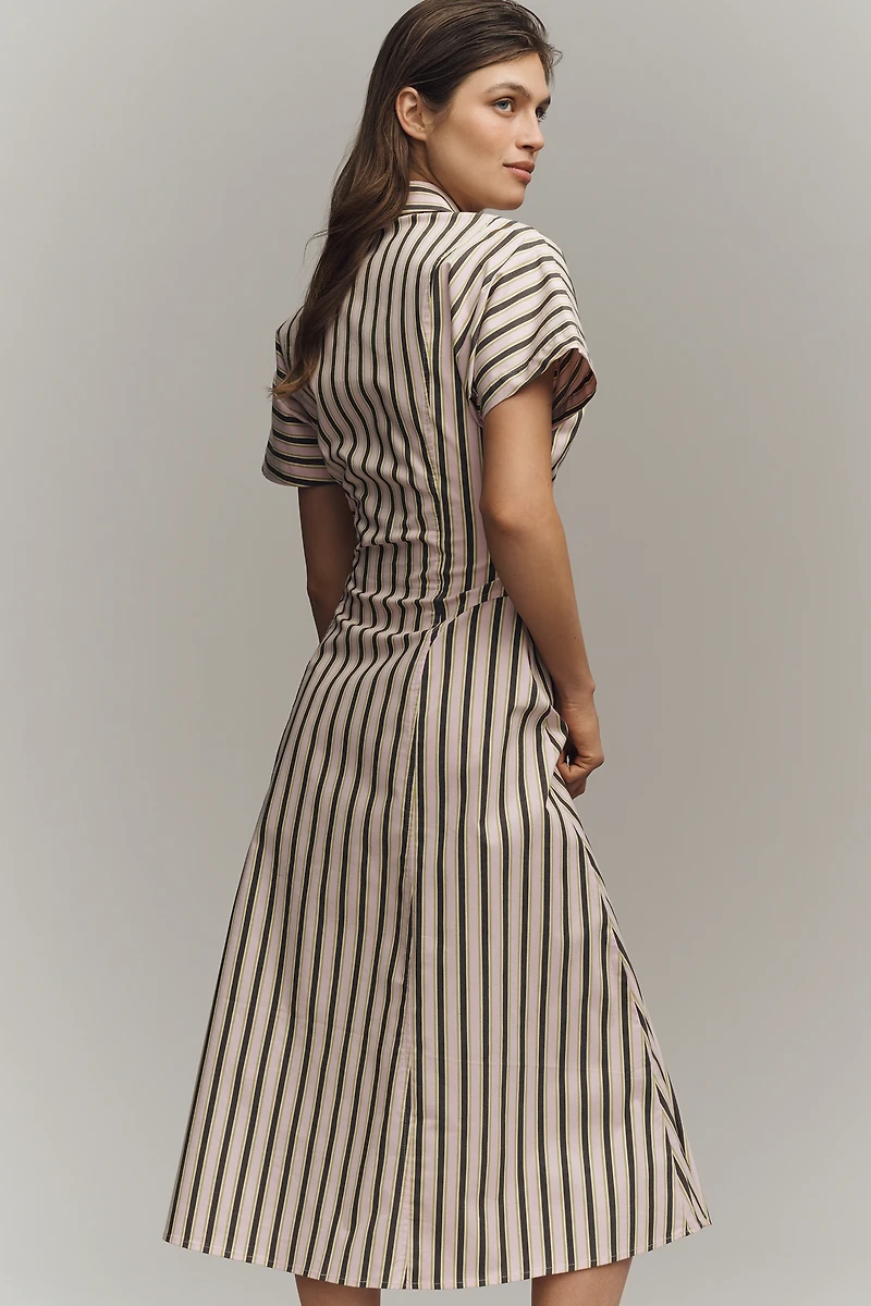 Exquise Raina Short-Sleeve Midi Shirt Dress