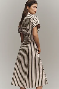 Exquise Raina Short-Sleeve Midi Shirt Dress