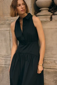 Tobie Drop-Waist Midi Shirt Dress by Exquise