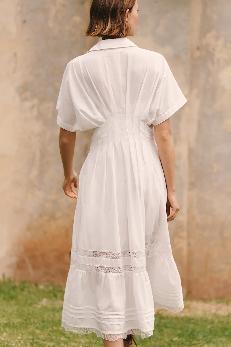 Exquise Tobie Short-Sleeve Collared Midi Dress
