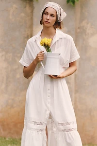 Exquise Tobie Short-Sleeve Collared Midi Dress