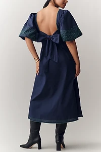 By Anthropologie Puff-Sleeve Midi Dress