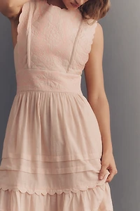 By Anthropologie Sleeveless Quilted Cotton Midi Dress